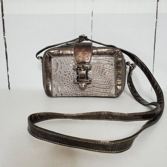 Marc Chantal Faux Snakeskin Embossed Patent Leather Organizer Crossbody Bag - Picture 12 of 14